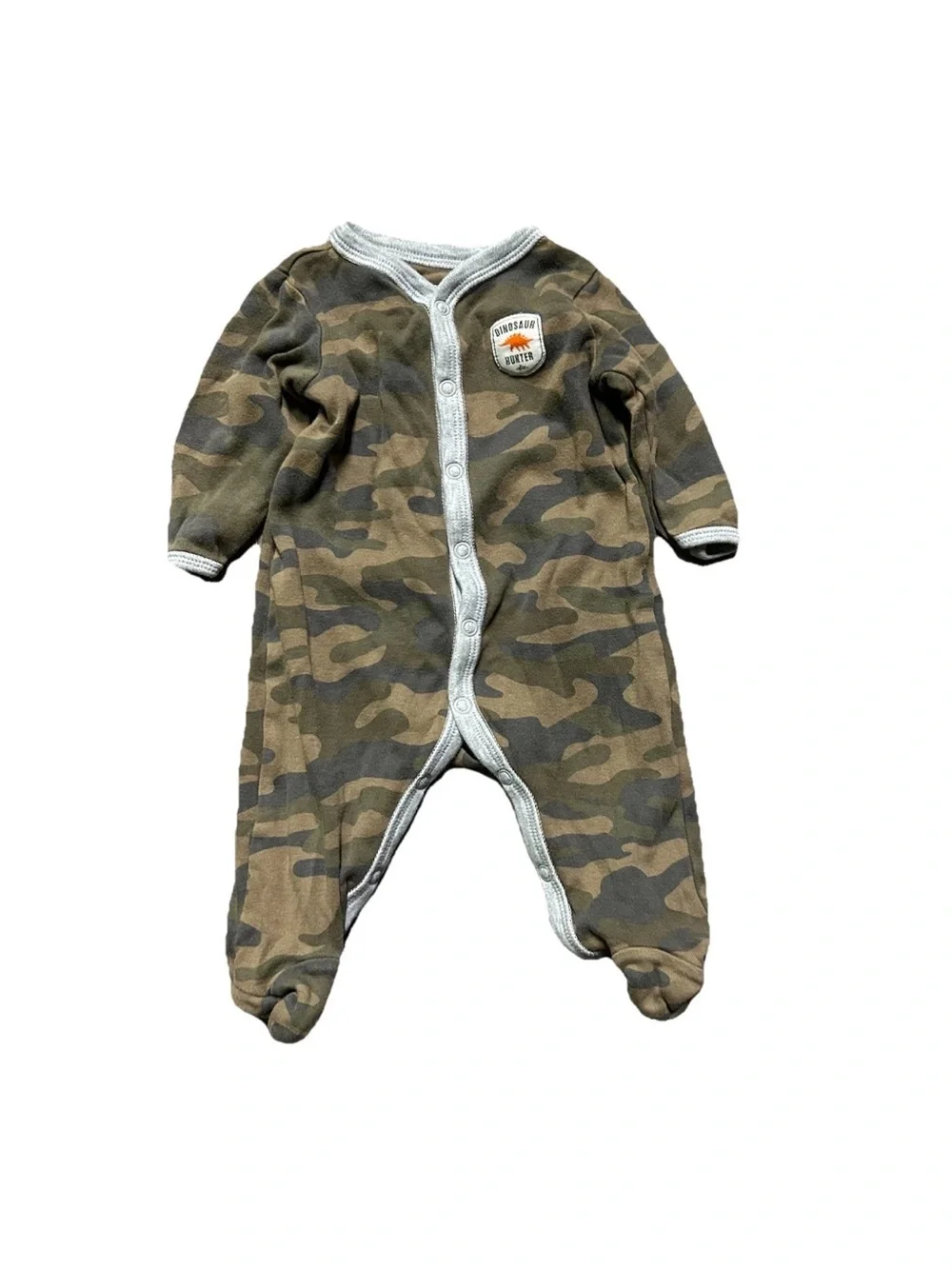 Baby Footie Pajamas Camouflage Stripes Animals Size 0-3 Months